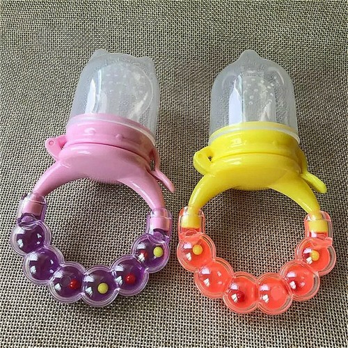 Baby Dummy Nibbles Nutrition Pacifier Fresh Fruit Food Feeder Beads Ring DE