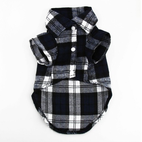 Small Dog Plaid T Shirt Pet Puppy Flannel Doggie Jacket Clothes Blue Green Plaid