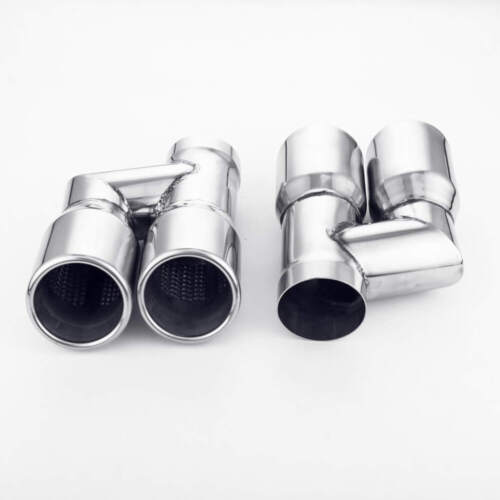 Pair Offset 2.5/" Inlet Quad Resonated 3/" Out Staggered Stainless Exhaust Tips