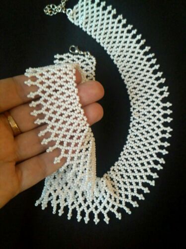 Details about  / Dissent collar necklace RBG necklace White beaded necklace handmade white jewelr