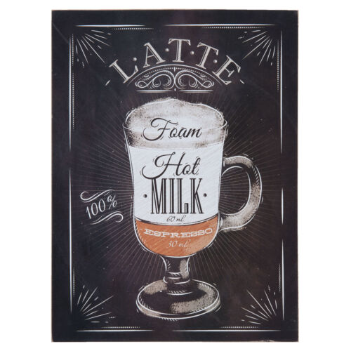 Holzbild Bild* LATTE*HOT MILK Erpresso* 30x40cm Cottage Vintage Brocante