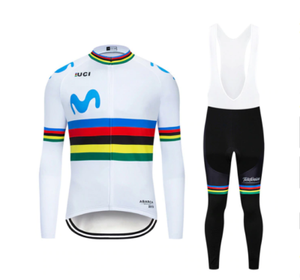 Completo ciclismo invernale felpato-UCI MOVISTAR-Cycling set jersey long set SD