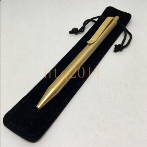 Handmade Spring Type EDC Retro Copper Brass Ball Pen Pocket Pen G2 Refill