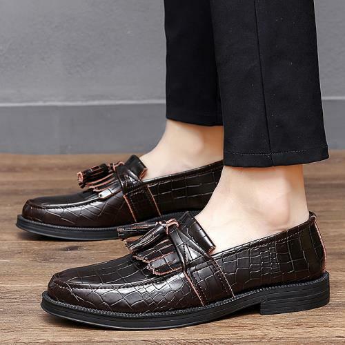 Mens Low Top Faux Leather Business Leisure Shoes Pointy Toe Tassels Oxfords 44 L 