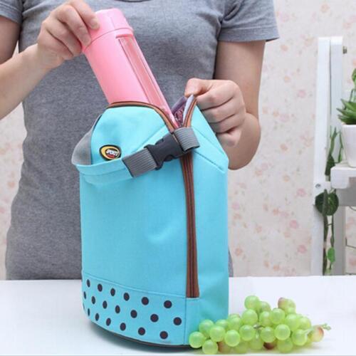 Portable Dot Pattern Hand Lunch Cooler Carry Thermo Bento Bag Organization SS