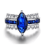 Fashion femmes or blanc rempli Horse Eye Bleu Royal Cristal CZ Bague Taille 6-9