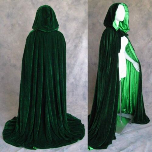 Gothic Hooded Velvet Cloak Gothic Wicca Robe Medieval Witchcraft Larp Cape AA+++