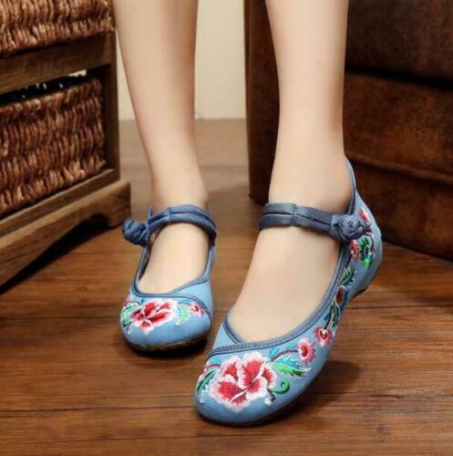 Details about  / Embroidered shoes Buckle Women/'s Loafers Low Heels Coth-shoes Summer Spring New