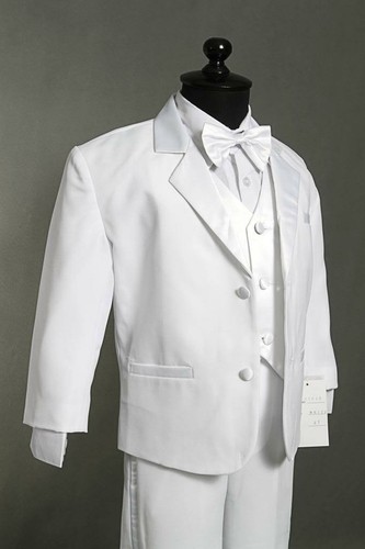 SPECIAL OFFER BOYS WHITE TUXEDO WITH FREE COLOR BOW TIE ALL OCCASION Wedding
