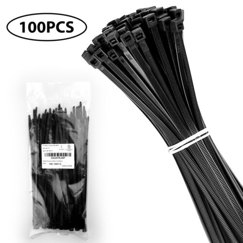 8/'/' Inch 45 LBS Nylon Cable Zip Wire Ties Wrap Reusable BLACK 100 Pack
