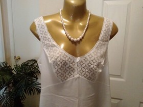 Vintage Full Slip Dress Chemise European Size M-L Triumph Intl White Lace