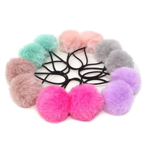 12Pcs Lazo Lindo Del Pelo De La Bola De Pom Pom De Corea Lazos Para El Cabello
