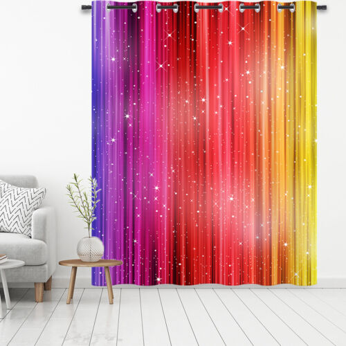 Bling Rainbow Eyelet Blackout Door Window Curtains Cafe Kitchen Decor Drapery