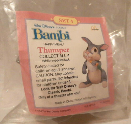 1988 MCDONALDS DISNEY BAMBI HAPPY MEAL TOY #4 THUMPER NEW IN BAG 