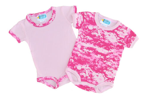 2 Piece Set Pink Camo Cotton Infant One Piece Bodysuits 