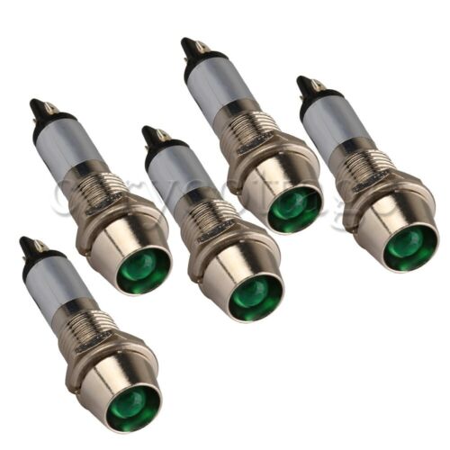 5PCS Green Indicator Sianal Light XD8-1 for AC 220V Applications 8mm Round Hole