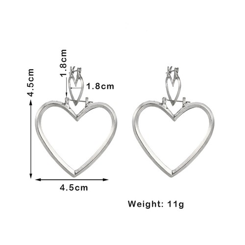 Gift Fashion Women Dangle Ear Studs Hoop Earrings Double Big Heart Geometric