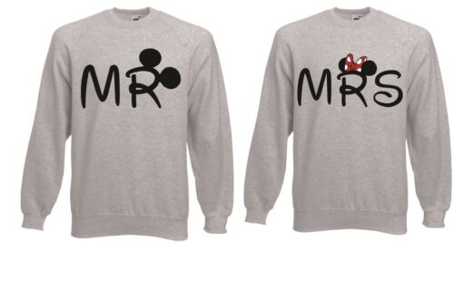 Valentines Mr Mrs Couple Disney Mickey Lovers Jumper Sweatshirt Sweat Top AB87 