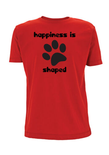Happiness is dog shaped t shirt pets Dog walker paws mens crazy cat pet tshirt
