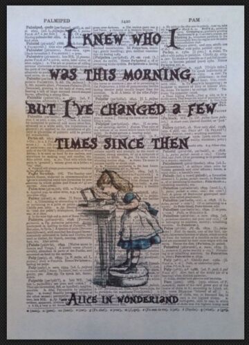 Alice In Wonderland Quotes Prints Vintage 1933 Dictionary Page Wall Art Pictures 