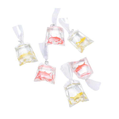 10Pcs Resin Transparent Goldfish Water Bag Charms Pendant DIY Jewelry Gift Cr HB 
