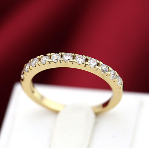 18K GOLD GF LADIES ETERNITY BAND ANNIVERSARY WEDDING RING W// SIMULATED DIAMOND