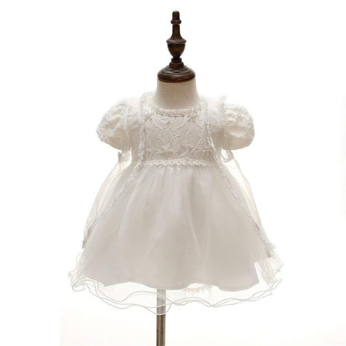 Baby Girl Christening Baptism Party Wedding Dress 3Pcs Outfits with Bonnet