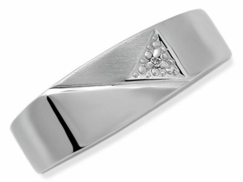 F Hinds Joyas para hombre de oro blanco 9ct Cepillos Flash De Diamante Anillo