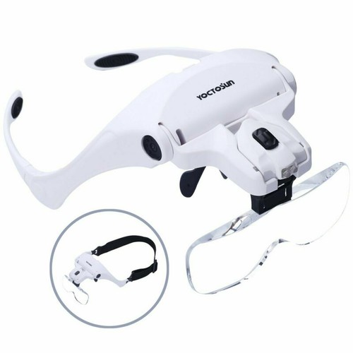 Yoctosun Manos Libres Diadema Lupa Con Luz Led 1X a 3.5X Zoom con 5 de
