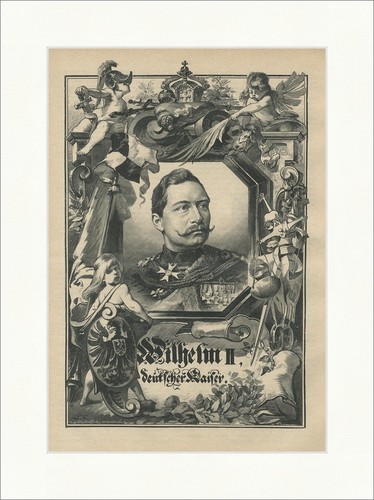 Wilhelm II Deutscher Kaiser König Preußen Hohenzollern Marine Holzstich E 22777