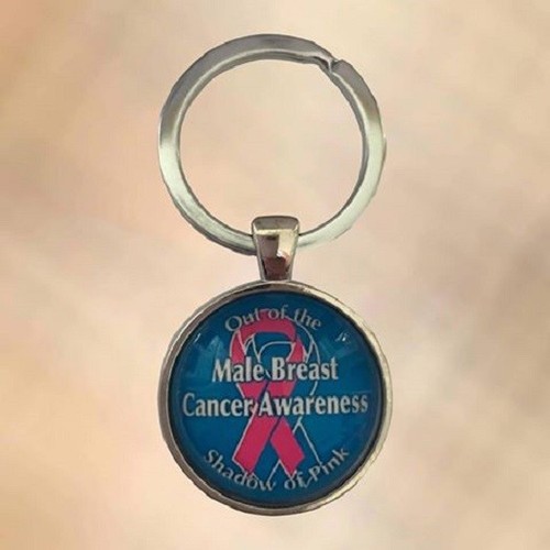 NEW Pink Ribbon Male Breast Cancer Awareness Keyring Key Chain