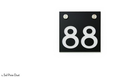 Sign One Number Square Black Acrylic with White Acrylic Modern House Numbers
