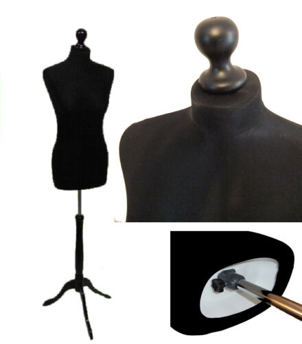 BLACK Female Dressmakers Mannequin Tailors Bust Window Dressmaking Display Torso