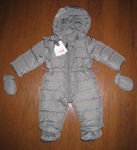 NWT-BABY-IL-Gufo-Winter-DOWN-SNOWSUIT-BUNTING-Size-6-Months-Gray-NEW