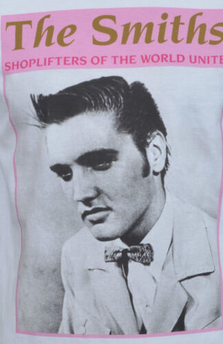 MENS WHITE T-SHIRT THE SMITHS SHOPLIFTERS ELVIS PRESLEY ENGLISH MORRISSEY S-5XL 