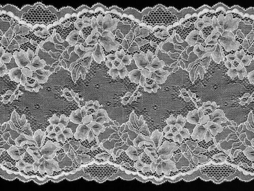 Laverslace blanco floral Rosa ancho estiramiento del cordón 8.5/"//22 cm Lencería Ropa