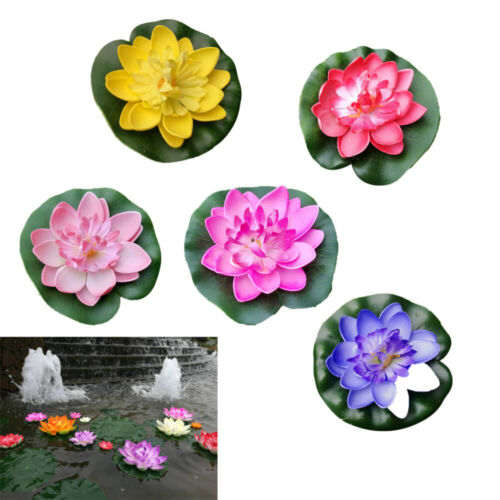 5Pcs Artificial Fake Lotus Flowers Water Lily Floating Plants Pool Fish Tank