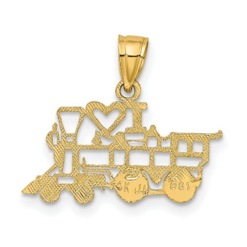 Details about  / 14k Yellow Gold I Love Trains Steam Locomotive Charm Pendant With Heart