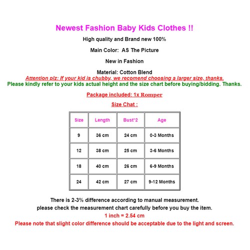 Cute Newborn Toddler Baby Kids Boys Girls Romper Jumpsuit Outfits Summer Clothes