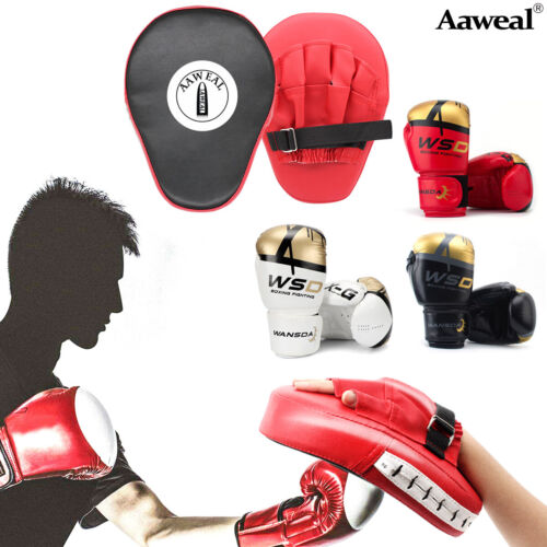Boxing Gloves and Focus Pads Set Hook /& Jabs Mitts Punch Bag Gym Training MMA