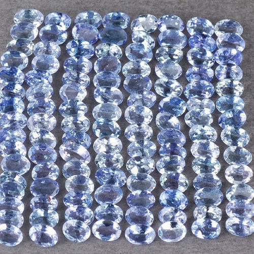 A PAIR OF VERY RARE 4x3mm OVAL-FACET PURPLE/BLUE NATURAL TANZANITE GEMSTONE 