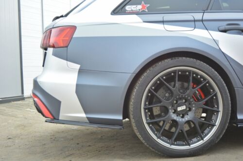 Cup Diffusor ansatz schwarz für Audi RS6 4G C7 Avant Heckansatz Flap Splitter A6