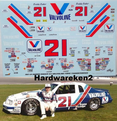1/24 NASCAR DECAL #21 VALVOLINE 1983-1984 FORD THUNDERBIRD BUDDY BAKER 