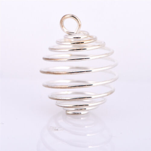 30PCS/Set Spiral Bead Cages Pendants Silver Plated Craft Jewelry Making DIYU*hu 