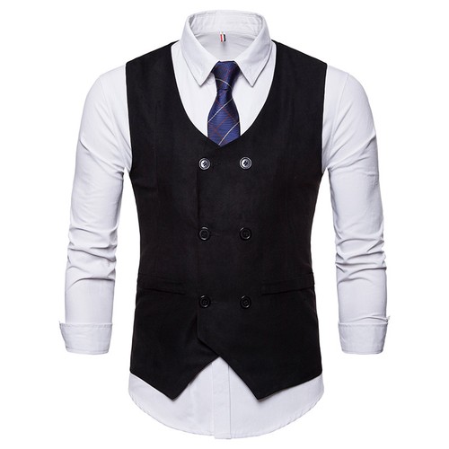 New Fashion Mens Vests Buttons Double Breasted Slim Fit Formal Waistcoats YM3050
