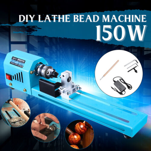 150W DIY Mini Wood Lathe Standard Bead Cutting Machine Drill Polishing Tool 