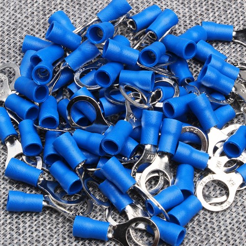 50x 5//16/" Blue 16-14 Ga AWG Gauge Car Power Wire Ring Terminals Connectors Crimp