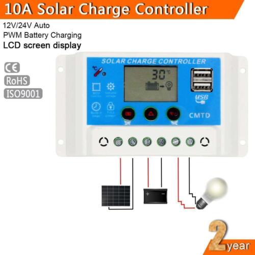 Details about  / 12V//24V AUTO 10A//20A LCD PWM Solar Panel Charge Controller With Dual USB 5V IE