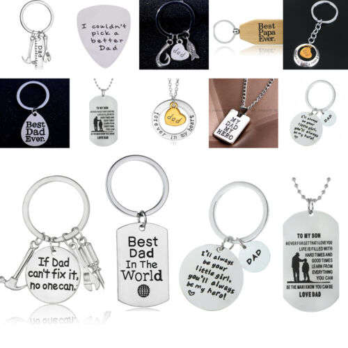 Gifts For Dad Fathers Day Present For Daddy Birthday Gift PAPA Necklace Keyring 