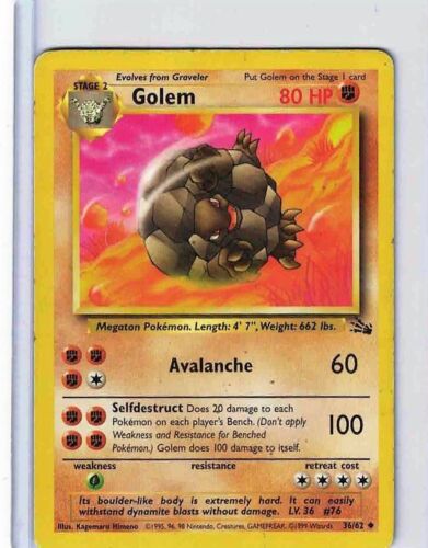 Pokemon Golem Fossil Uncommon 36//62 80hp